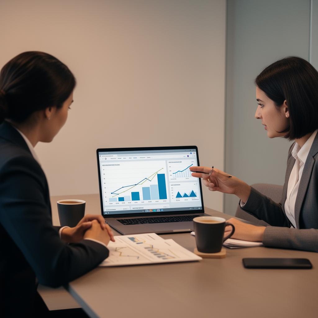 Pufferfish Media strategy meeting reviewing marketing data